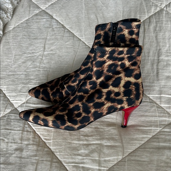 Betsey Johnson Shoes - Betsey Johnson Leopard Ankle Boots with Red Heel